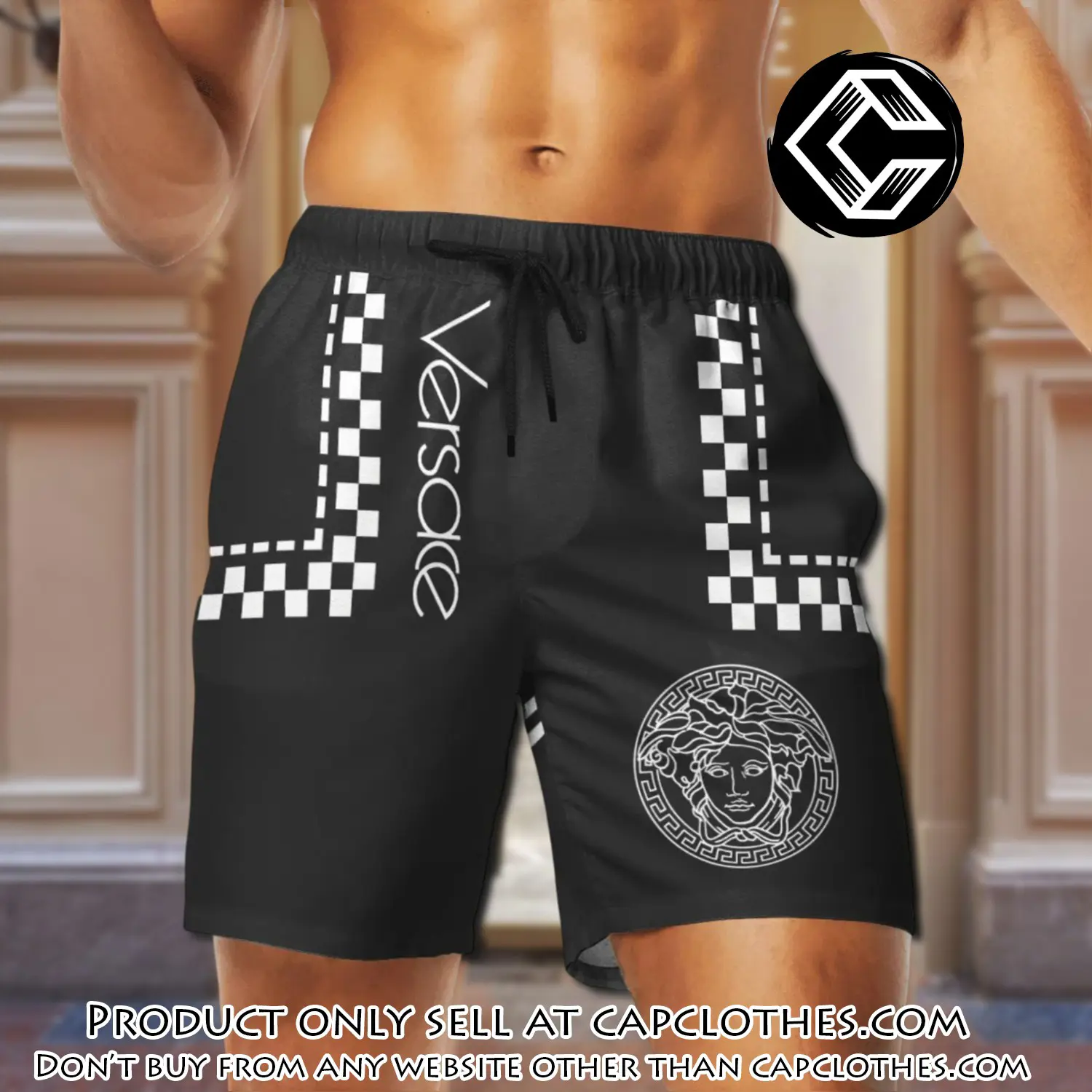 Versace medusa black white luxury brand premium fashion shorts for men cc5435973